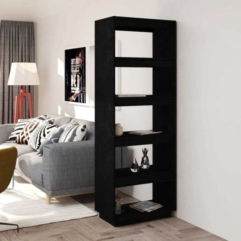 Image of VIDAXL Vidaxl - Book Cabinet/Room Divider Black 60x35x167cm Solid Pinewood 8720286816097