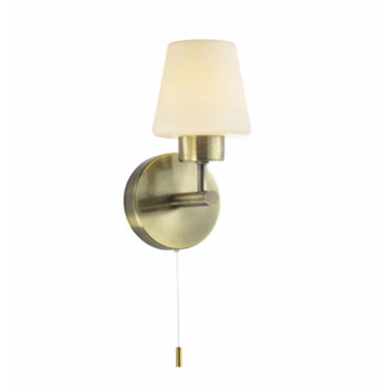 Image of Happy Homewares Modern Antique Brass And Opal Glass Ip44 Rated Bathroom Wall Lighting Fixture