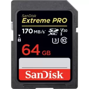 Image of SanDisk Extreme PRO SDXC 170MB s UHSI Card 64GB