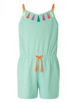 Image of Accessorize Girls Tassel Jersey Playsuit - Multi