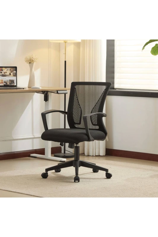 Image of Home Source Modern Ergonomic Design Office Chair Breathable Mesh Fabric Black Unisex