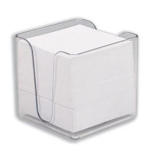 Image of 5 Star Office Noteholder Cube Transparent with Approx. 750 Sheets of Plain Paper 90x90mm White