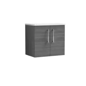 Image of Nuie Arno 600mm Wall Hung 2 Door Vanity & Sparkling White Laminate Top Anthracite
