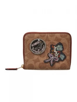 Image of Coach Patchwork signature small zip around purse Light Brown