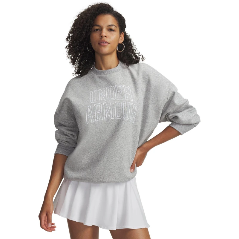 Image of Under Armour Womens Rival Fleece Crew Sweatshirt Mod Gray/White female 12 (M)