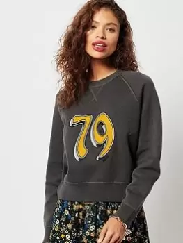 Image of Superdry Emb Cotton Crew - Black, Size 8, Women