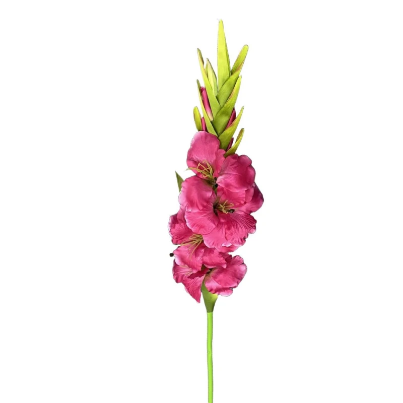 Image of Leaf Pack of 6 x 115cm Artificial Pink Gladioli Stem