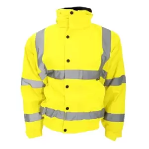 Image of Warrior Memphis High Visibility Bomber Jacket / Safety Wear / Workwear (M) (Fluorescent Yellow) - Fluorescent Yellow