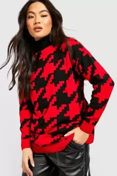 Image of Oversized Dogtooth Roll Neck Jumper