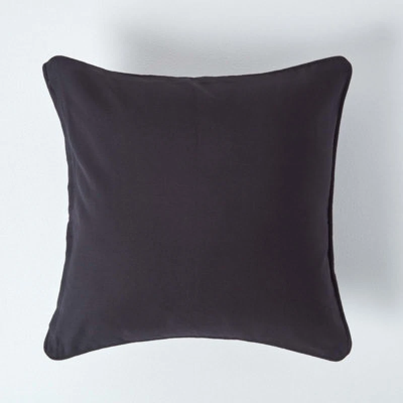 Image of Homescapes Cotton Plain Black Cushion Cover, 60 X 60 Cm