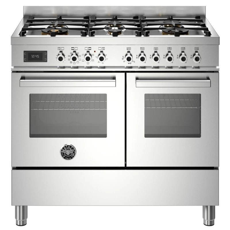 Image of Bertazzoni PRO106L2EXT 100cm Professional Dual Fuel Range Cooker - STAINLESS STEEL PRO106L2EXT
