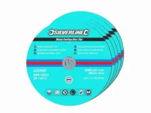 Image of Silverline 186810 Metal Cutting Discs Flat 5pk 230 x 3 x 22.23mm