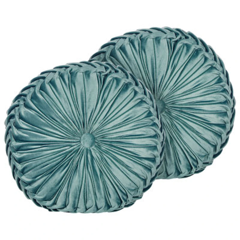 Image of Beliani Set Of 2 Decorative Cushions Udala Velvet 40 X 40 Cm Teal Solid