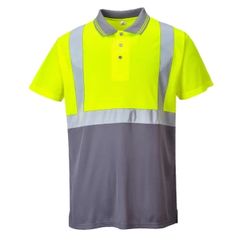 Image of Portwest Mens Two Tone Class 1 Hi Vis Polo Shirt Yellow / Grey M