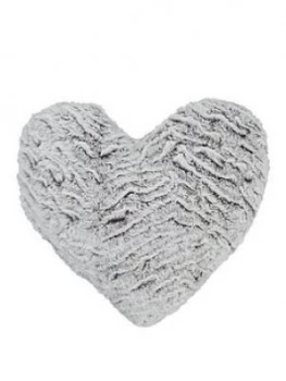 Image of Catherine Lansfield Faux Fur Wolf Heart-Shaped Cushion