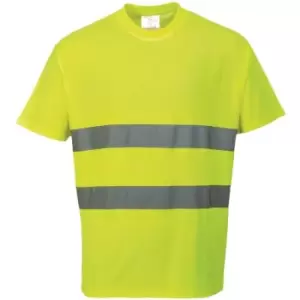 Image of Portwest Cotton Comfort Reflective Safety T-Shirt (Pack of 2) (3XL) (Yellow) - Yellow