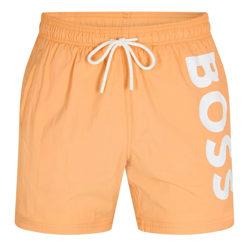 Image of Boss Mens Octopus Swim Shorts, Comfortable Elasticated Waist Medium Orange male M