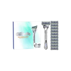 Image of Gillette Skinguard Razor with Pack of 10 Blades