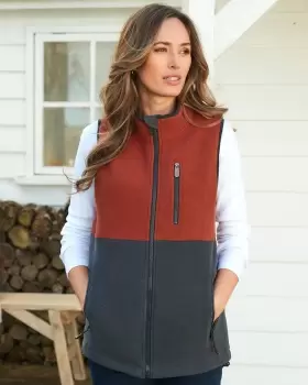 Image of Cotton Traders Rambler Panelled Fleece Gilet in Brown