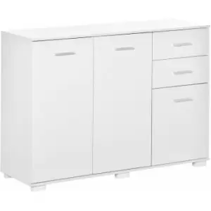 Image of Homcom - High Gloss Modern Storage Cabinet Home Organisation Aluminium Handles 2 Cabinet 2 Drawer w/ 6 Feet White