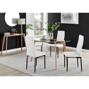 Image of Furniture Box Malmo Glass and Wooden Leg Dining Table & 4 White Milan Black Leg Chairs