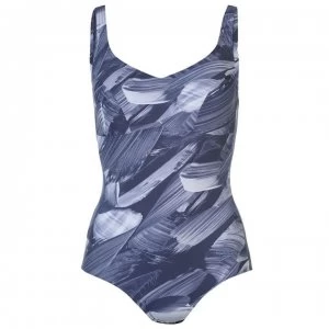 Image of Speedo Marl Racer Swimsuit Ladies - Navy/Grey