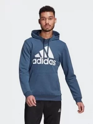 Image of adidas Essentials Big Logo Hoodie, Navy/White, Size L, Men