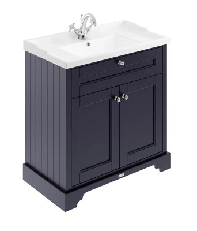 Image of Park Lane Park Lane - Old London Twilight Blue Woodgrain 800mm 2 Door Vanity Unit and Edwardian Basin - LOF305 PWLOF305