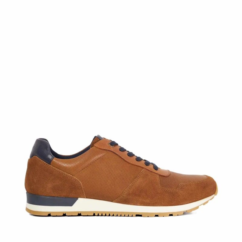 Image of Dune London Dune London Men 'Toronto' Leather Trainers in Tan Size: 11 Tan 11 Male 5050808728496