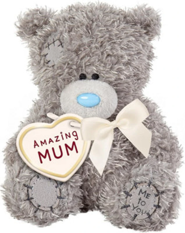 Image of Me To You Tatty Teddy 'amazing Mum' 10Cm Plush Bear With Embroidered Flower Official Collection