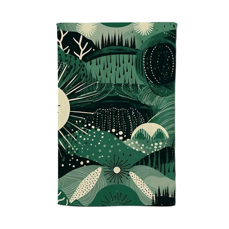 Image of Warren Reed - Designer Abstract Green Moon Tea Towel Green Unisex