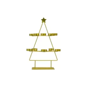 Image of Gallery Interiors Xmas Tree Tealight Holder in Gold