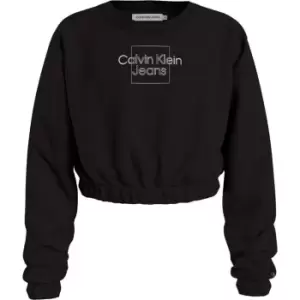 Image of Calvin Klein Jeans Metallic Box Logo Sweatshirt - Black