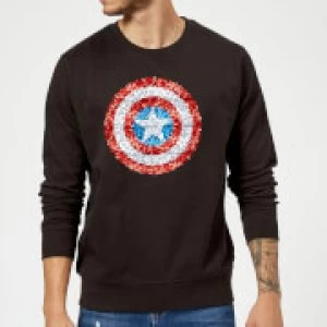 Image of Marvel Captain America Pixelated Shield Sweatshirt - Black - XL