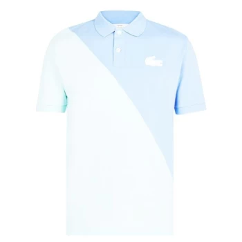 Image of Lacoste Diagonal Colour Block Polo Shirt - Blue