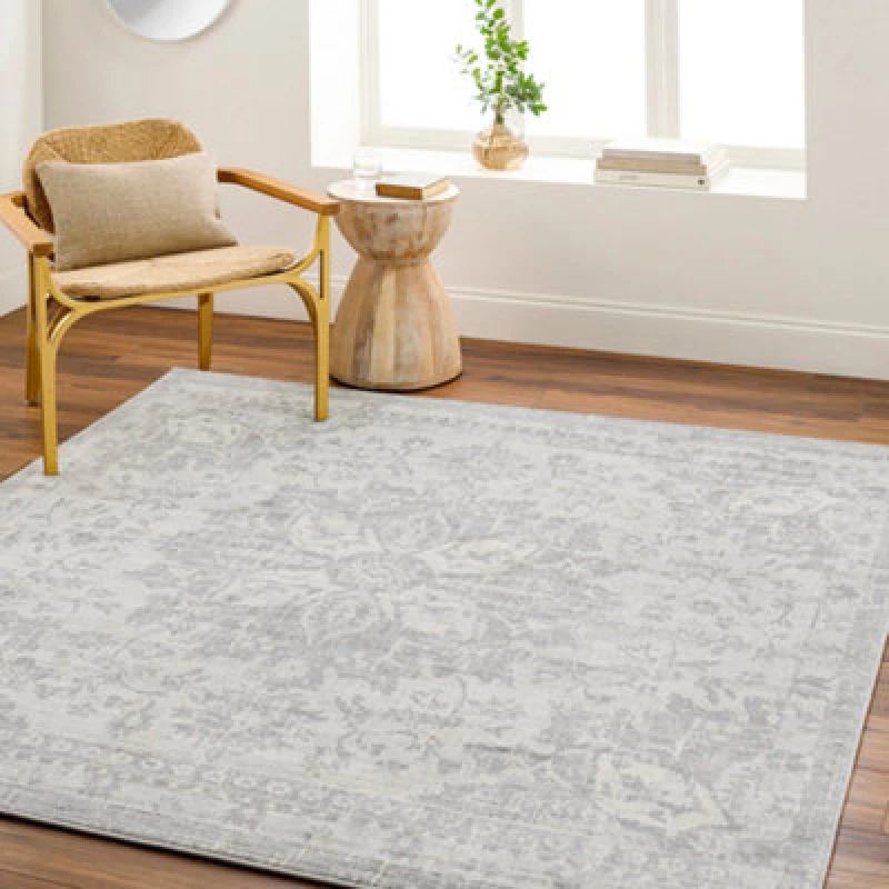 Image of Livabliss Square Vintage Oriental Boho Medium Grey Sage Area Rug 200 X 200 Cm - Easy Care, Non Shedding, Ideal For Living Room & Bedroom