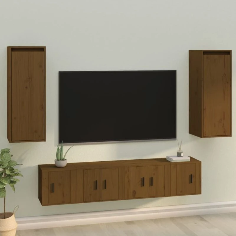Image of VIDAXL Vidaxl - Wall Cabinets 2 pcs Honey Brown 30x30x80cm Solid Wood Pine 8720286840948