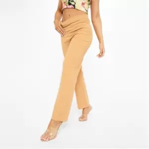 Image of I Saw It First Petite Brushed Rib Straight Leg Trousers - Brown