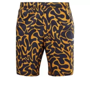 Image of Reebok Workout Ready Allover Print Shorts - Orange