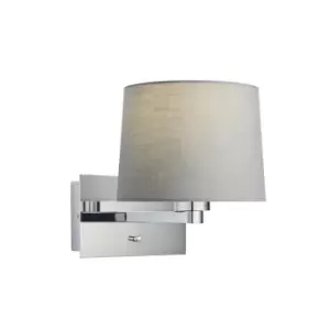 Image of Wall Light & Shade Chrome Plate & Grey Fabric 60W E27 USB Socket e10316