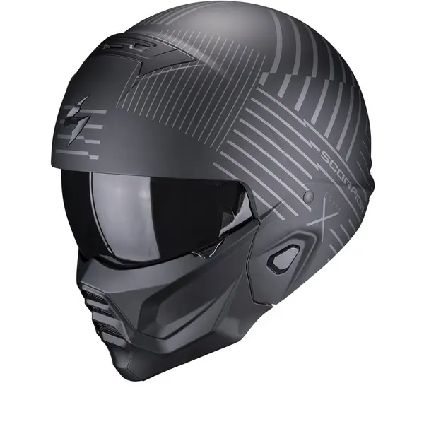 Image of Scorpion Exo-Combat II Miles Matt Black-Silver Jet Helmet S