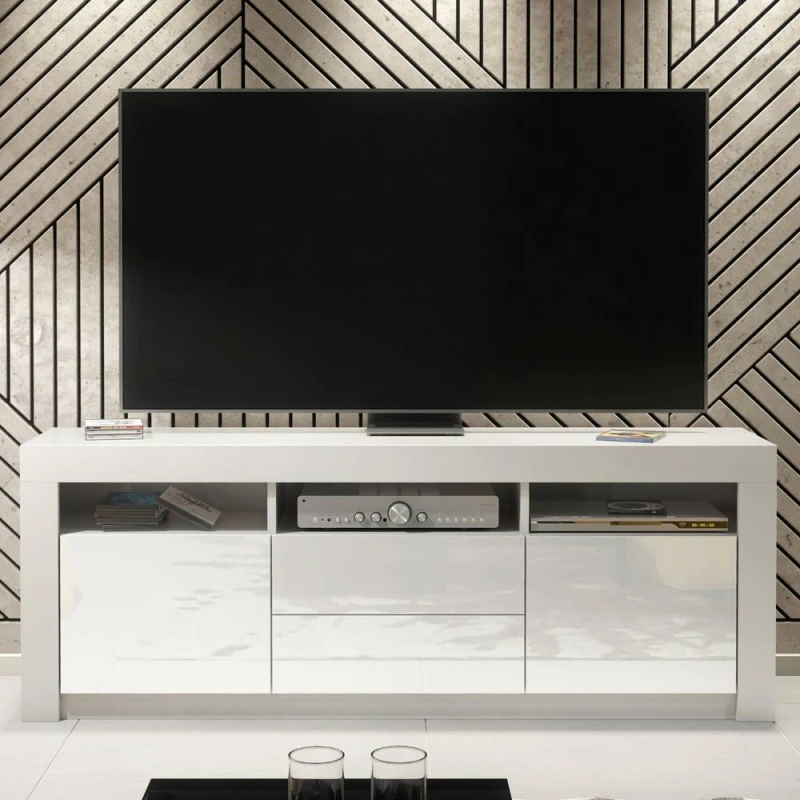 Image of Creative Furniture Shine TV Unit 160cm - White with Gloss Doors White Unisex