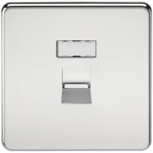 Image of KnightsBridge Screwless Polished Chrome RJ45 Network Outlet Wall Socket