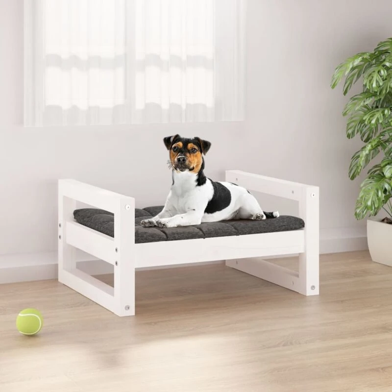 Image of VIDAXL Dog Bed White 55.5x45.5x28cm Solid Pine Wood vidaXL 8720287140535