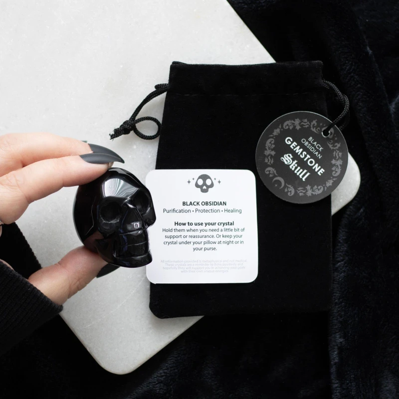 Image of KDMD Black Obsidian Crystal Skull Black