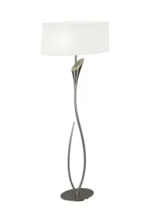 Image of Lua Floor Lamp 2 Light E27, Satin Nickel with White Shade