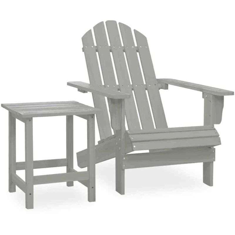 Image of VIDAXL Vidaxl - Garden Adirondack Chair with Table Solid Fir Wood Grey 8720286241011