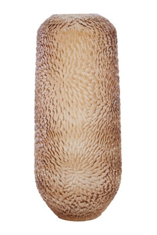 Image of Premier Housewares Colbie Large Embossed Amber Glass Vase Orange