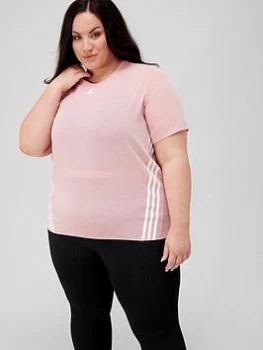Image of adidas Train Icons 3 Stripe Tee (Plus Size) - Mauve Size 2X, Women