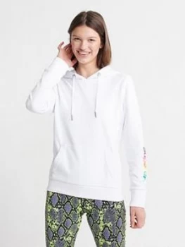 Image of Superdry Embroidered Sleeve Entry Hoodie - Optic, Optic, Size 16, Women